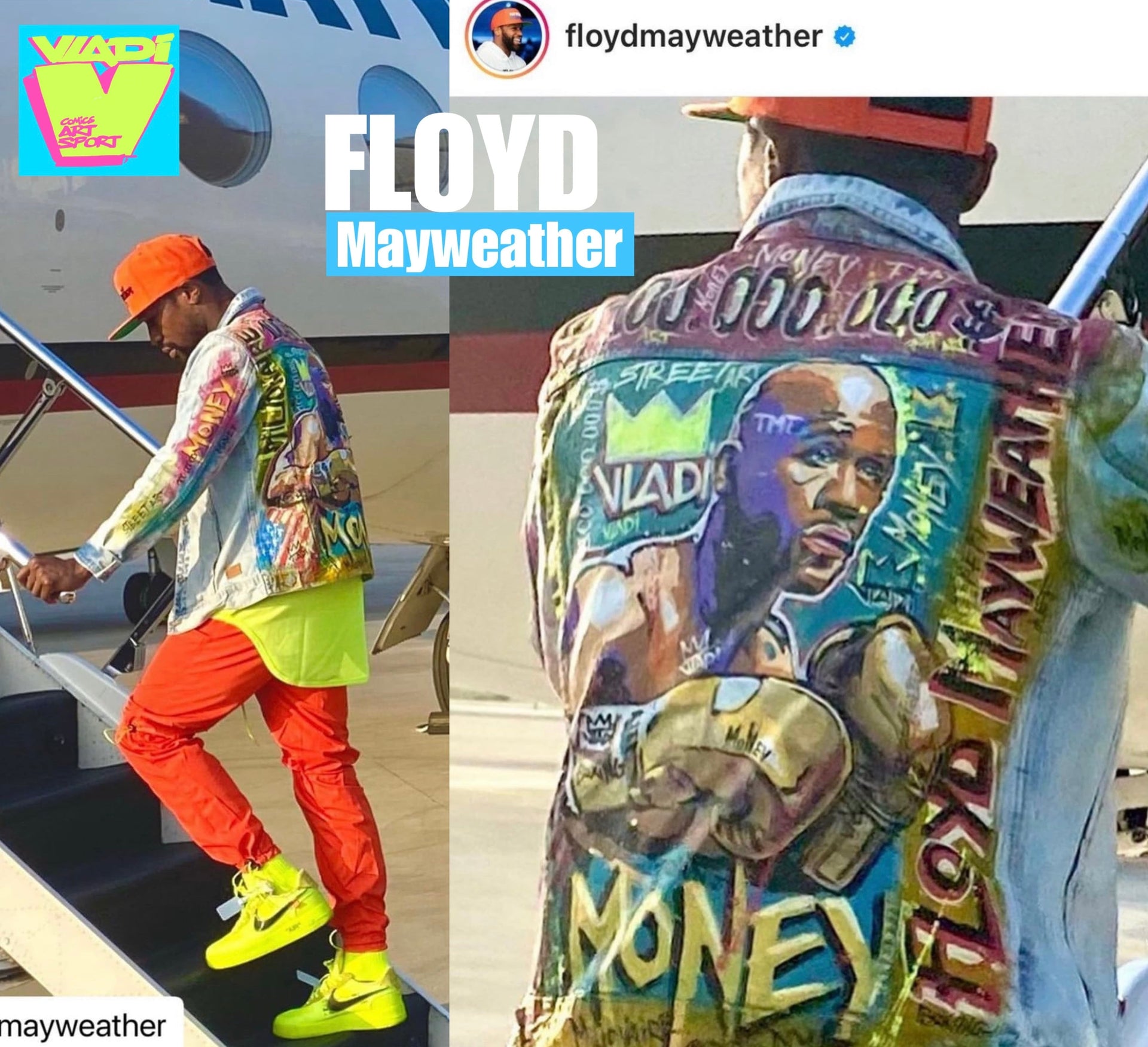 Ahead of the Match with Logan Paul, Floyd Mayweather Expands His Collection of Unique Art Jackets from Art VLADI Sport