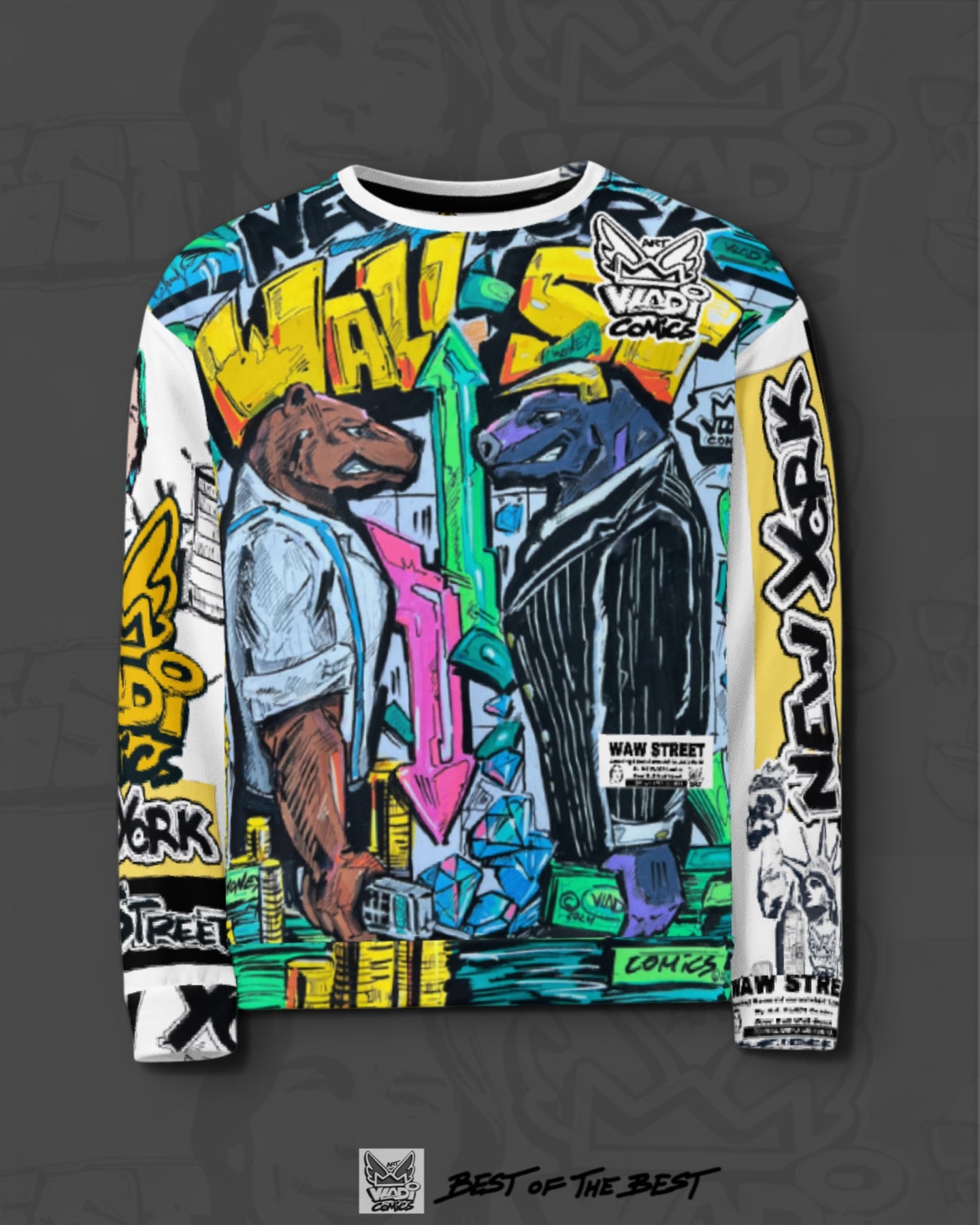 Art VLADI Billionaire - Wall Street Bull Bear Money - Sweatshirt - www.vladicomics.com