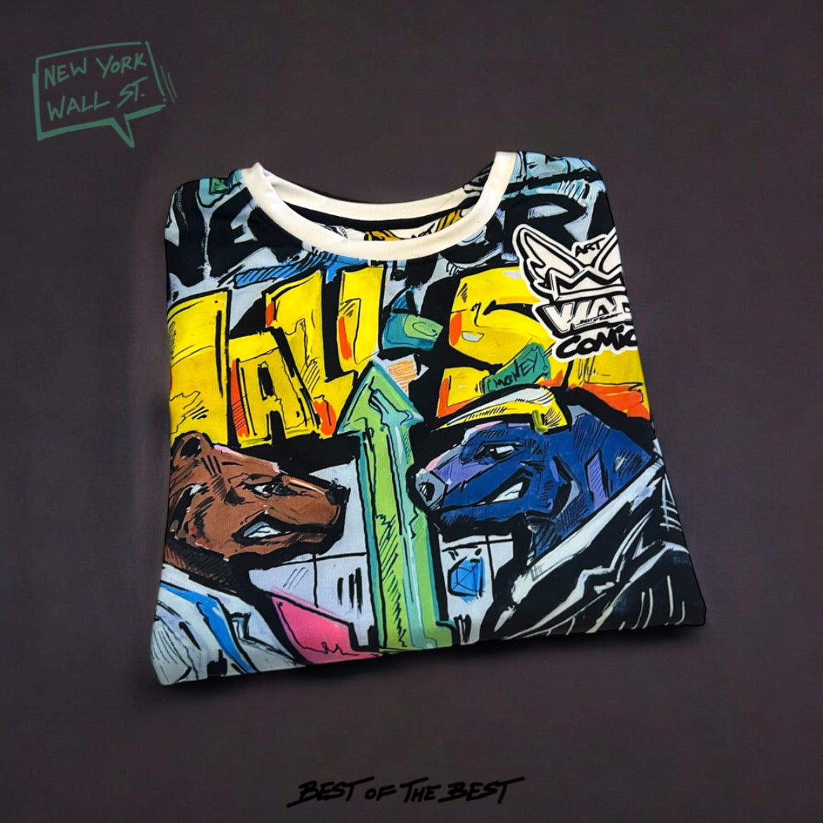 Art VLADI Billionaire - Wall Street Bull Bear Money - Sweatshirt - www.vladicomics.com