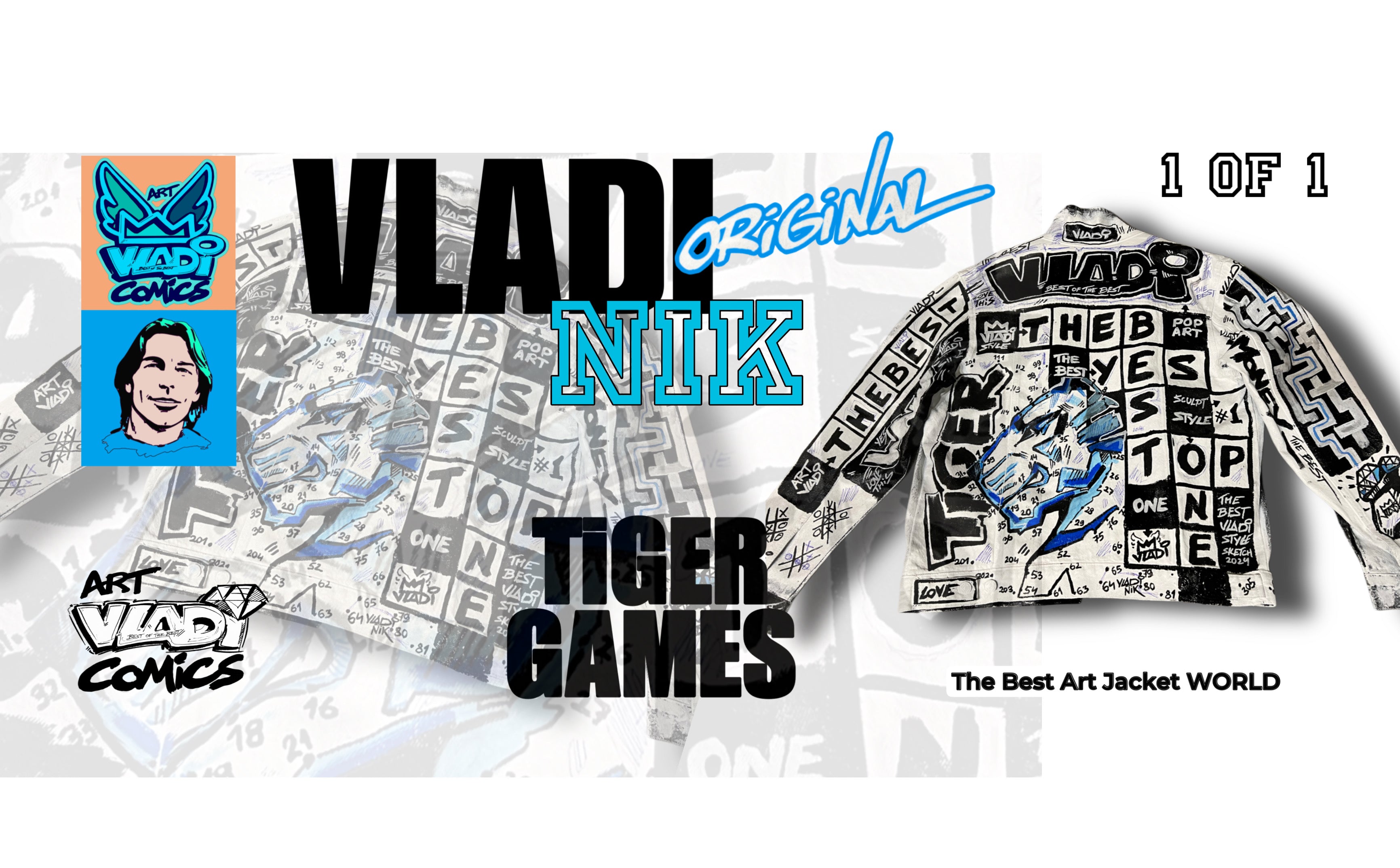 Art VLADI hand-painted denim jackets in bold pop art comic style – exclusive wearable artworks for originals.