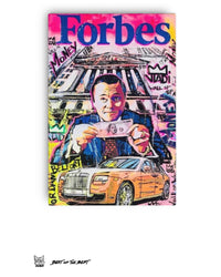 Pop art comic painting of Jordan Belfort from The Wolf of Wall Street by Art VLADI Sport.