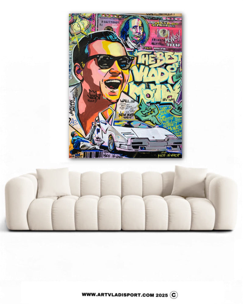 Pop art comic style canvas print by Art VLADI – Jordan Belfort “Wolf of Wall Street” edition