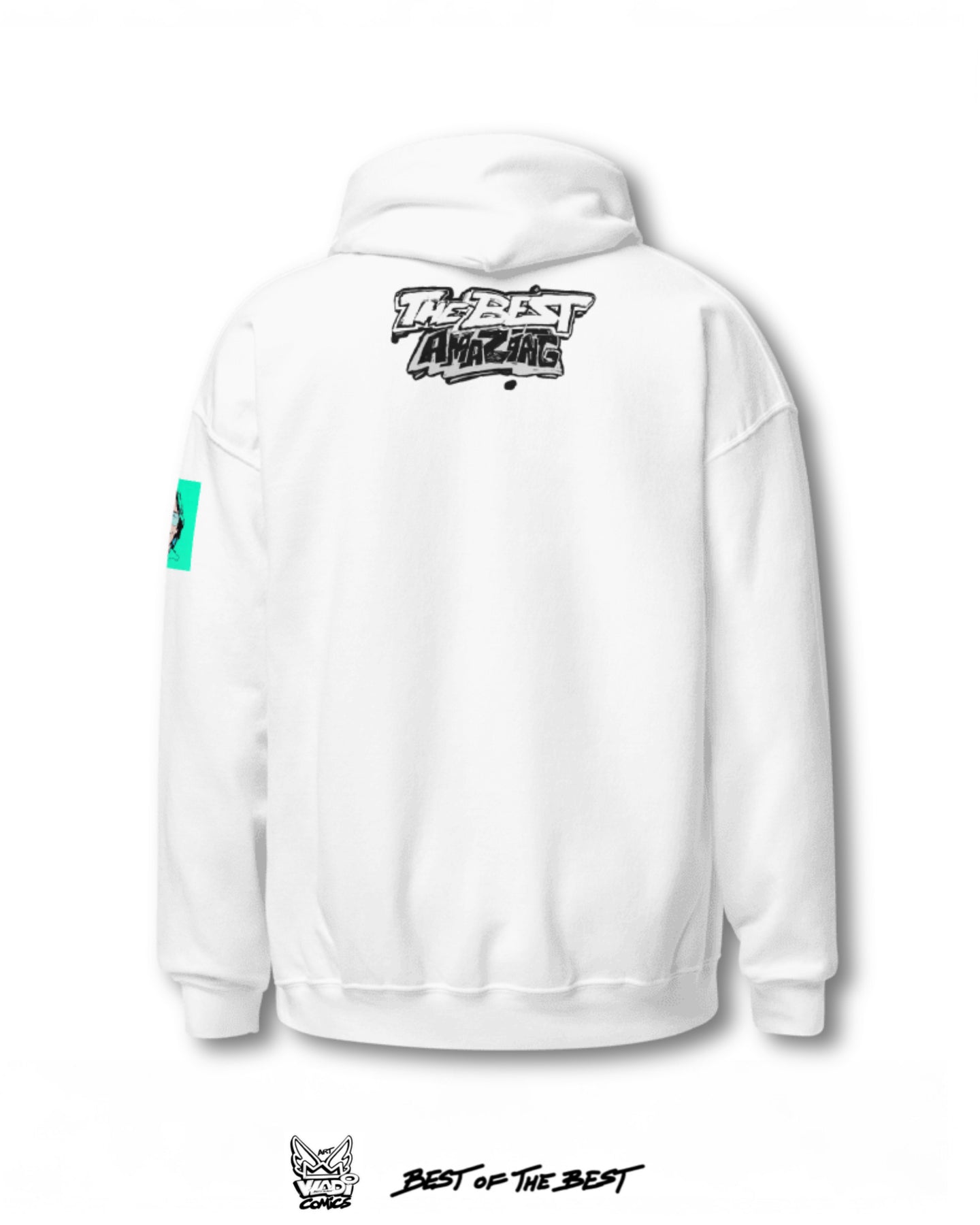 Back view of VLADI Comics sweatshirt by Art VLADI, showcasing detailed comic artwork and signature streetwear style. Unique fashion piece for art lovers.