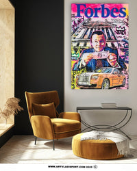Print painting by Art VLADI featuring Jordan Belfort, The Wolf of Wall Street, in bold pop art comic style – third view