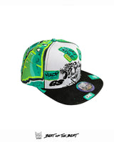 Front view of “YES” 1of1 hat by Art VLADI — hand-painted with bold pop art comic style and detailed tiger embroidery. A wearable art statement.